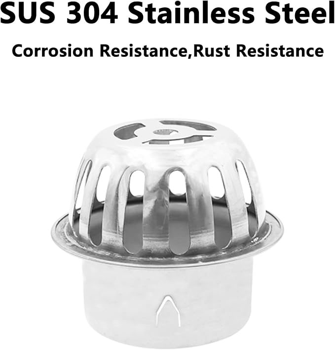 Roof Floor Drain,SAFYY 304 Stainless Steel Roof Drain Dome,Balcony Roof Dome Drain Cover,Yard Outdoor Anti Blocking Strainer,Gardens Gutter Cleaning Tool,Rain Bucket Drainage Parts (2, 63mm/2.48")