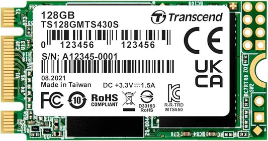 Transcend 128GB M.2 2242 SATA III SSD, MTS430S B+M Key with DRAM Cache, Up to 560MB/s, 3D TLC NAND Internal SSD for Ultrabook/Laptop/PC/Desktop, SLC Cache, LDPC Error Correction