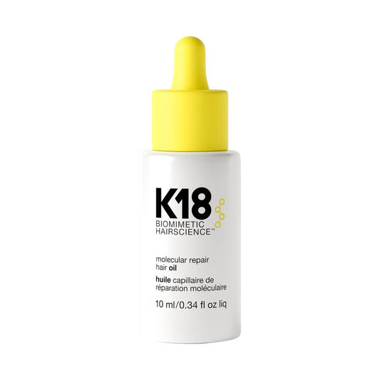 K18 Molecular Repair Hair Oil - Strengthening Peptide Damaged Hair Treatment Oil - 24-Hour Frizz Control + Heat Protectant - Helps Reduce Split Ends + Boost Shine (0.34 Fl oz)