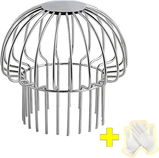 Gutter Guard 304 Stainless Steel Outdoor Roof Drain Anti-Blocking Line Cap, Mushroom Type Drainage Gutter Guard Filter, Gutter Cleaning Tool, for Stops Leaves Seeds and Other Debris,4in