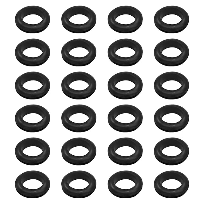 Kyuionty 24 Pcs Rubber Grommets, 5/8" Inside Diameter 3/4" Drill Hole Rubber Wire Grommets O Ring Grommets for Wire, Firewall, Cables, Plugs, Automotive(Black)