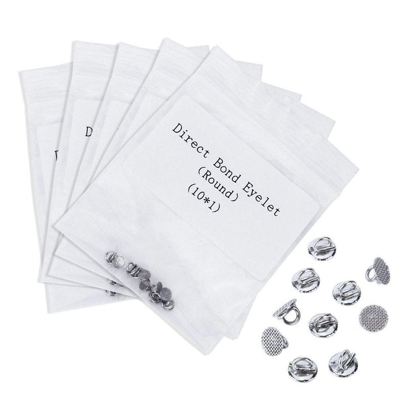 10 Packs Sino Dental Orthodontic Braces Brackets Lingual Buttons Bondable Round Base Eyelets -10pcs/pack (Bond Eyelets)