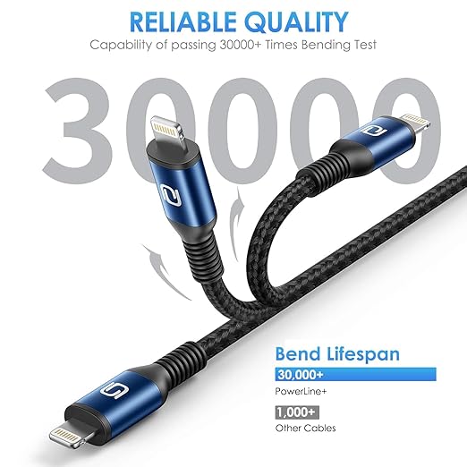 Long iPhone Charger Cable 10FT, 3Pack [Apple MFi Certified] USB-A to Lightning Cable Nylon Braided Fast Charging Cord Compatible with iPhone 14/13/12/11 Pro Max/XR/XS/X/8/7/Plus/6S iPad/iPod/AirPods