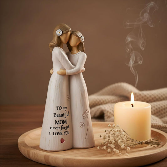 NAN ZAI NAN FANG Mother Daughter Figurine - Hand-Painted 5.5" Resin Sculpture for Home Decor | Perfect Gift for Moms
