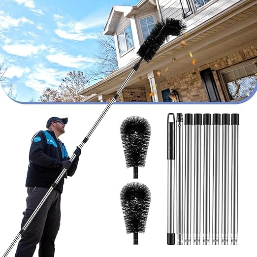 Aboiled Adjustable Gutter Cleaning Tool - Long Reach Gutter Cleaner & Brush Safe Efficient Gutter Maintenance