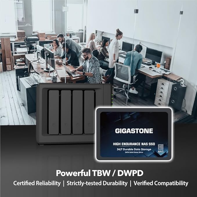 Gigastone 【NAS Certified】 1TB High Endurance SSD (24-Pack) for Gaming/PC/Laptop/NAS SSD TLC 24/7 Reliable 2.5" SATA Internal Solid State Drives RAID Data Storage 2.5 inches SATA 3.0