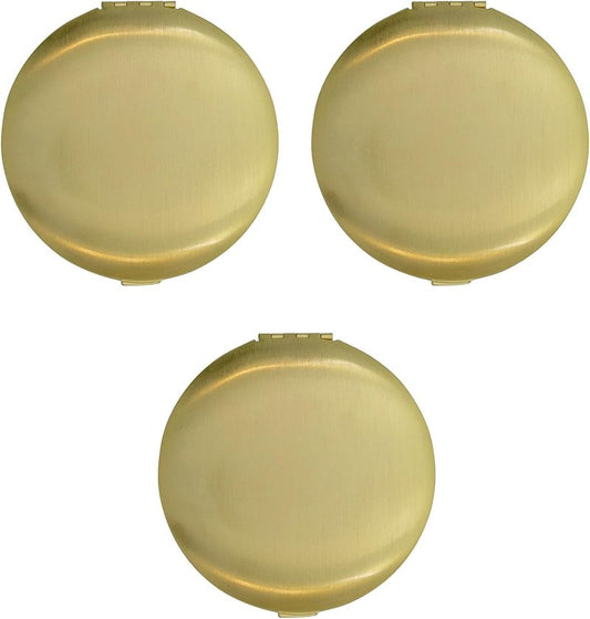 Double-Sided Magnifying Compact Mirrors - Set of 3 with Brushed Metal Finish | Gold Round Design