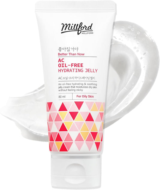 Millford AC Oil-Free Hydrating Jelly 2.7Oz, 80ml, Oil Free Facial Moisturizer for Acne-Prone Skin, Niacinamide 2%, Unscented, Mild, Soothing Cream, Non Greasy Moisturizer, Korean Skincare