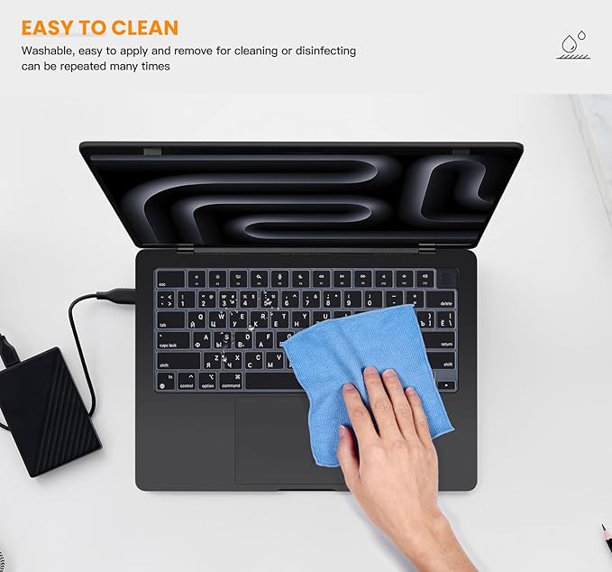 Russian Keyboard Cover Skin for 2026-2021 Apple MacBook Pro 14 A3426 A3427 A3434 A3112 A3401 A3185 A2992 A2918 A2442 A2779, MacBook Pro 16 A3428 A3429 A3403 A3186 A2991 M5-M1 Pro Max Protector-Black