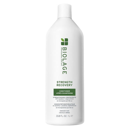 Biolage Strength Recovery Conditioner - Moisturizes & Strengthens Damaged Hair, Softness & Shine, Hydrates and Repairs Damaged Hair, With Olive Squalane & Proteins, Paraben-Free, Vegan, 33.8 Fl Oz