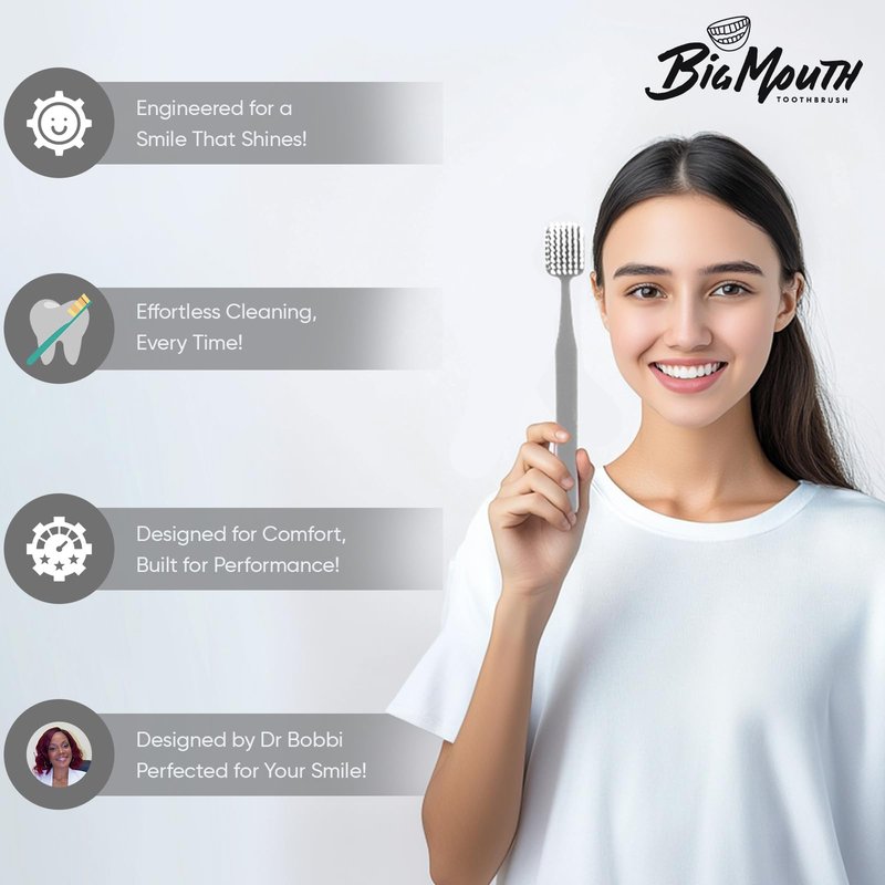 Big Mouth Manual Tooth Brush - Wide Head Soft Toothbrushes for Adults - Premium Quality Large Head Soft Bristle Toothbrush for Maximum Coverage, Designed for Ages 12 and Up, Efficient Brushing (4)