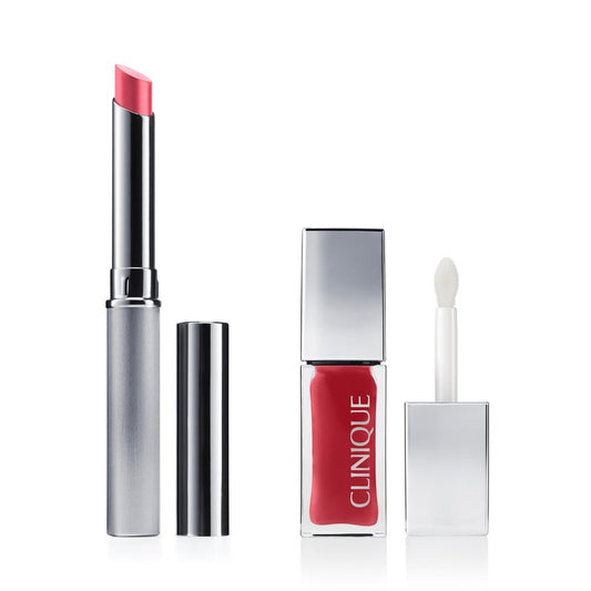 Clinique Pink Honey Almost Lipstick Tinted Lip Balm and Pop Lip + Cheek Tinted Oil Set | Sheer + Lightweight Lipstick | Oil Conditions Lips + Gives Cheeks a Natural, Dewy Flush