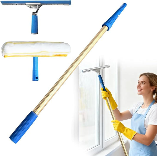 Water Fed Pole Kit 35 FT Adjustable Solar Panel Cleaning Kit Cleaner Tool for Window Glass Roof Outdoor Glass Brush Window Washing Equipment (4ft)