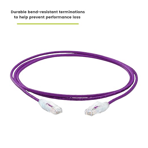 TRUECABLE Cat6 Component Rated Patch Cable, Unshielded (U/UTP), 7ft, Purple, 28AWG Stranded Pure Copper, Snagless 10G High-Speed Ethernet Cable, PoE++ 4PPoE 100W, UL Listed, RoHS-3, 1 Pack