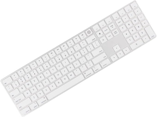 Allinside White Keyboard Cover for Mac Magic Keyboard with Touch ID and Numeric Keypad A2520 US Layout