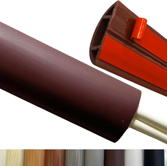 BEIEBIJOB Self Adhesive Floor Cord Cover, Cord Hider Floor, 10ft, Brown