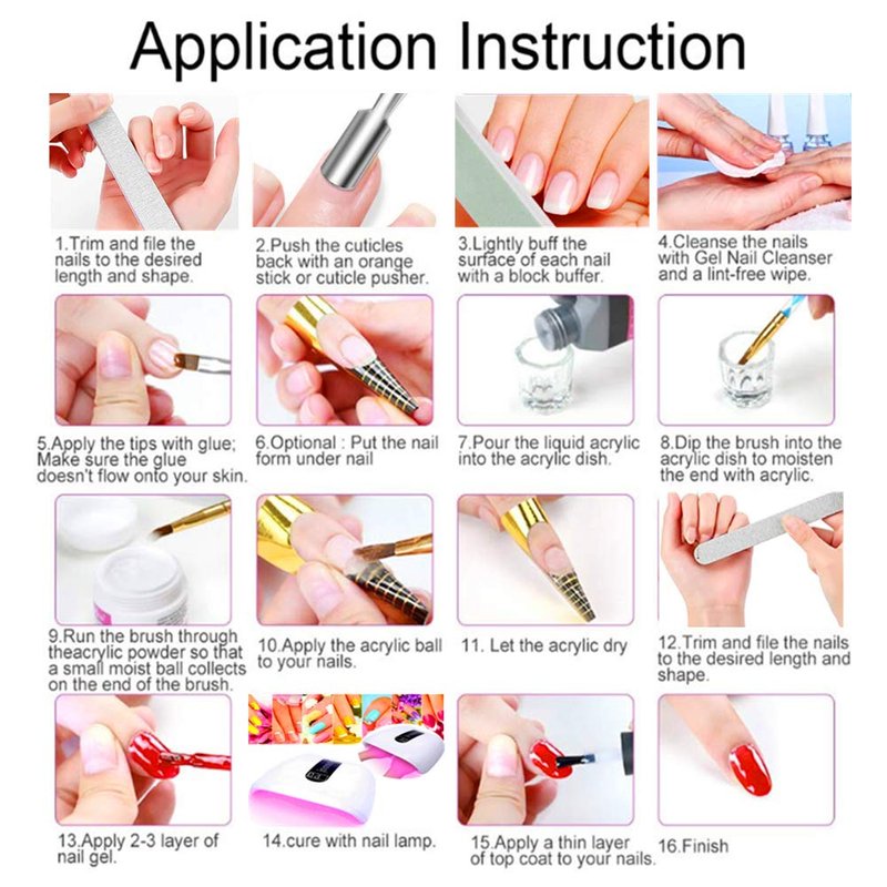 Acrylic Nail Kit for Beginners - Complete Gel Nail Polish Set with UV Light & Tools | DIY Nail Art Supplies