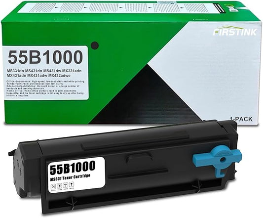 High Yield 55B1000 Black Toner Cartridge [with New Chip] MS331 Toner Replacement for Lexmark MS331dn MS431dn MS431dw MX331adn MX431adn MX431adw MX432adwe Printers Toner
