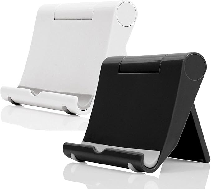 JUSDIQIR Adjustable Foldable Cell Phone Stand for Desk, Compatible with Most Smartphones and Tablets, Fits Devices up to 10 Pounds