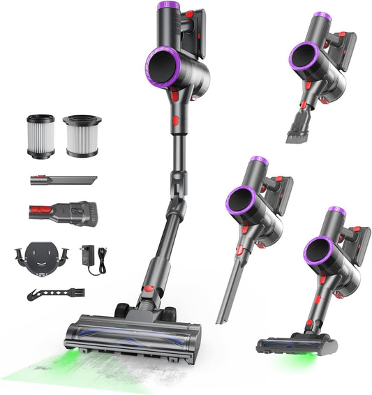 Skiennix Cordless Vacuum Cleaner - Powerful 550W Suction, Lightweight & Anti-Tangle for Pet Hair - Purple