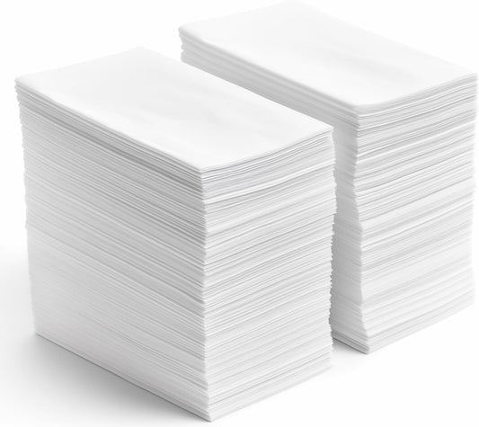 Regine Switzerland Linen Feel Disposable Napkins - Elegant Hand Towels for Weddings & Parties | 200 Pack, White