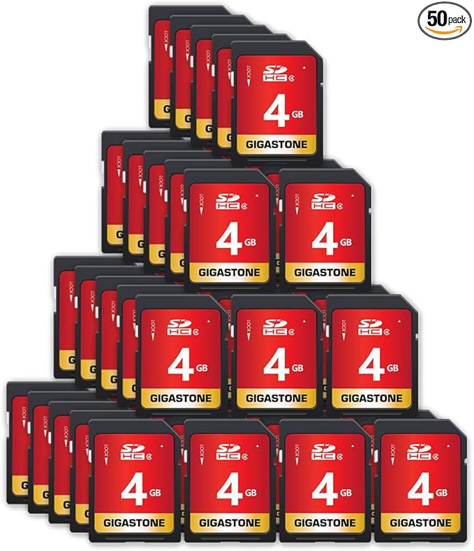 GIGASTONE 4GB SD Card 50 Pack SDHC UHS-I Class 4 Memory Card for Photo Video Music Voice File DSLR Camera DSC Camcorder Recorder Playback PC Mac POS 50pcs in Pack (Pack of 50), with 50 Mini Cases