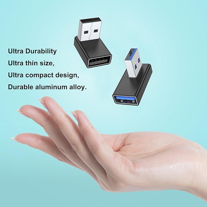 AreMe 90 Degree USB 3.0 Adapter 4 Pack, Up&Down, Left&Right Angle, Black