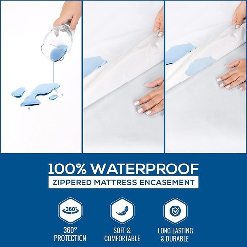 King Size Mattress Protector Waterproof 4 Pack, Premium 200 GSM Terry Mattress Cover, Soft & Breathable Bed Cover, Fitted Sheet Style Stretchable Deep Pockets 17" by Utopia Bedding (White)