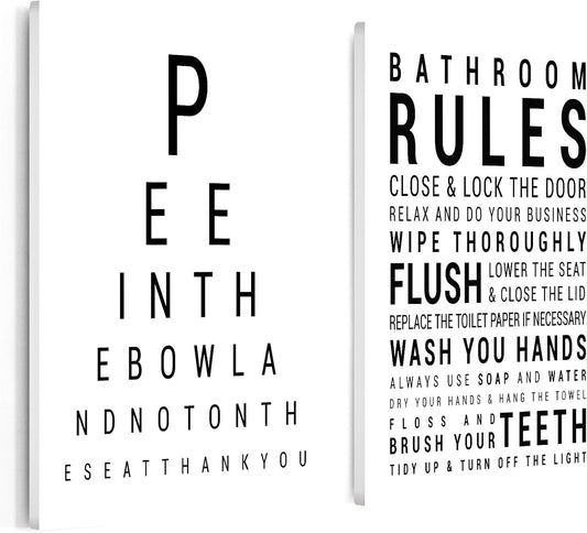 Poster Master Eye Chart & Rules Canvas - Humorous Bathroom Sign Print | Minimal Typography Decor - Available in 8x10 to 30x40
