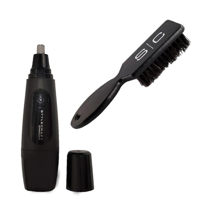 Schnozzle Ear and Nose Hair Trimmer - Mini Fade Brush Holiday Gift Bundle