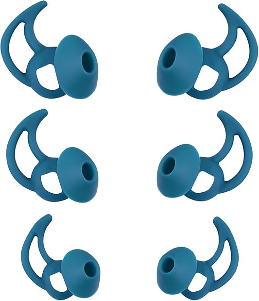 WKYMY Ear Bud Pads Replacement Ear Tips Silicone Earbud Tips Compatible with Bose Quietcomfort and Sport Headphone Rubber Tips Earbud Covers Eartips 3 Pairs S M L Blue