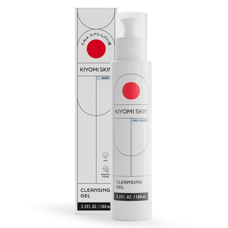Kiyomi Skin Cleansing Gel - Hydrating Facial Cleanser with AHA Complex, Hyaluronic Acid & Snow Mushroom Extract - Gentle Low Foam Face Wash for All Skin Types - Vegan & Made in Germany - 3.3 Fl Oz