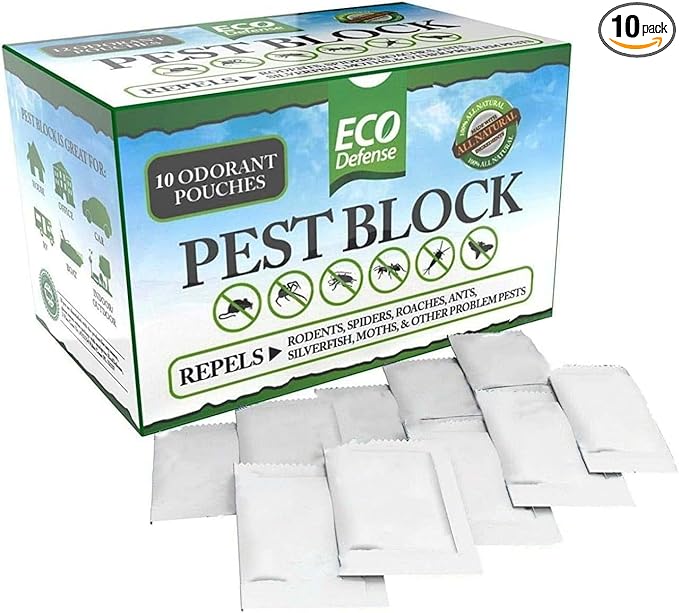 Eco Defense Pest Control Pouches - All Natural - Repels Rodents, Silverfish, Spiders, Roaches, Ants, Squirrels, & Other Pests