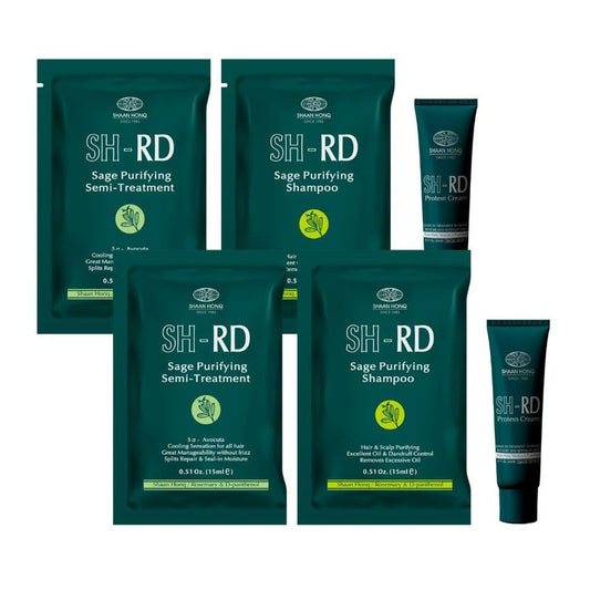 SH-RD Scalp Purifying Essentials for Travel & Trial | Sage Shampoo and Conditioner, Protein Cream | Hotel Size Set for Oily Hair Anti-Dandruff