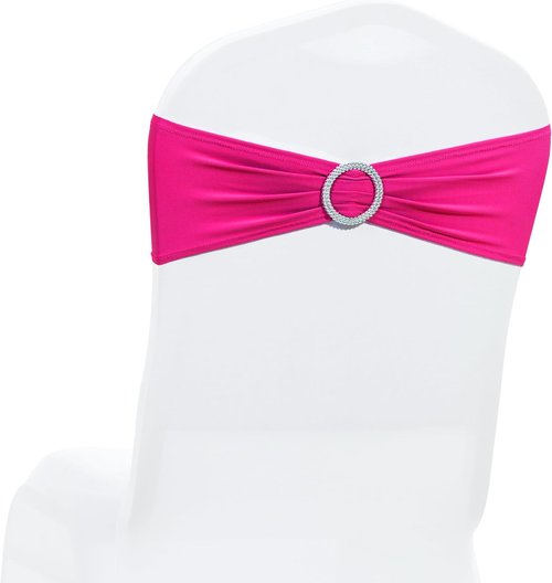 MDS Spandex Chair Sashes - Premium Stretch Covers with Buckle Slider for Weddings & Events | Pack of 10 - Magenta