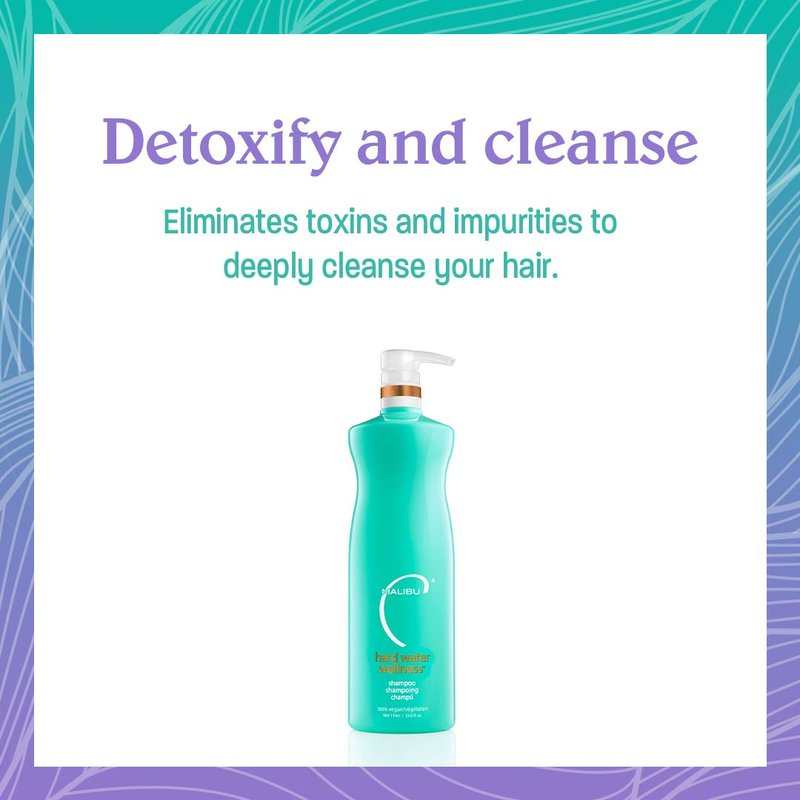 Malibu C Hard Water Wellness Shampoo - Hydrating, Sulfate-Free Hair Care for Hard Water - Removes Minerals and Buildup (33.8 oz)