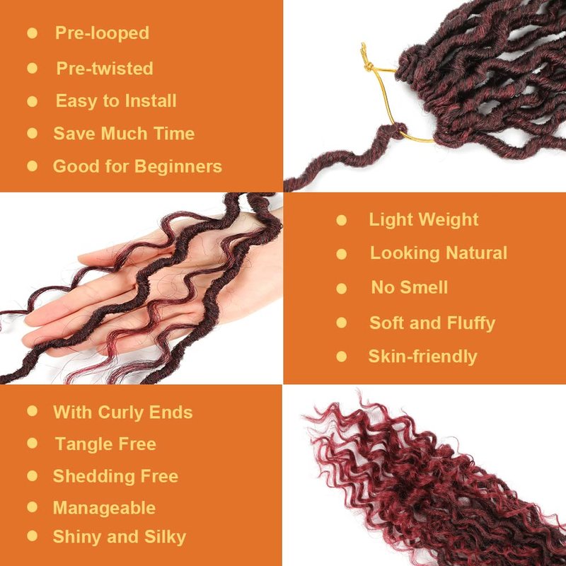 BAOTA Goddess Locs Crochet Hair 10 Inch 7 Packs Faux Locs Crochet Hair for Women Pre Looped Crochet Hair with Curly Ends River Locs Soft Locs Crochet Hair Extensions (1B#)