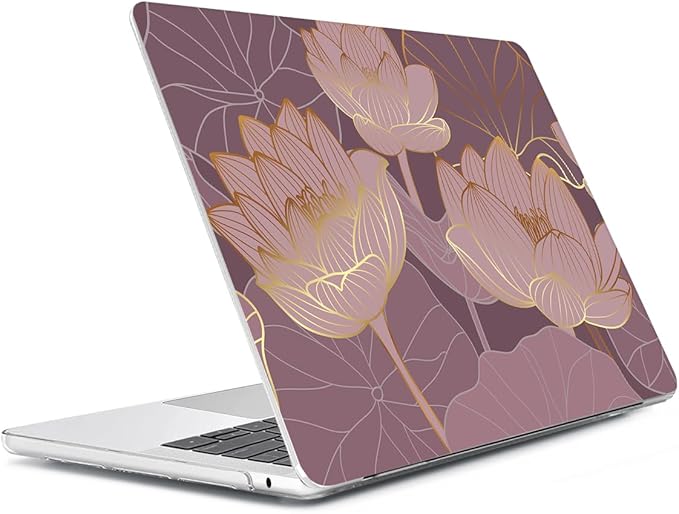 HOHAIYOO Compatible with 2026 2025 2024-2022 MacBook Air 13 inch Case M5 A3449 M4 A3240 M3 A3113 M2 A2681, Hard Shell&Keyboard Cover&Screen Film&Webcam Cover for New M5 MacBook Air 13.6 inch, Lotus