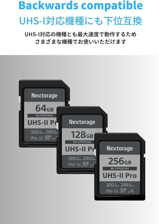 Nextorage Japan 128GB 2Pack SDCard UHS-II Memory Card V90 Canon, Sony, Nikon, Fujifilm, Panasonic Camera 8K 4K High-Speed Continuous Shooting pSLC Max Read 300MB/s Max Write 299MB/s NX-F2PRO128G