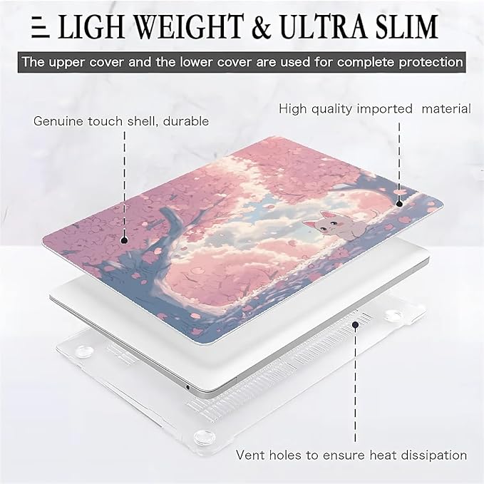 COTAIL Compatible with MacBook Air 13.3 13.6 Inch Case 2022 2021 2020 2019 Plastic Hard Shell Case Cover,13.3 Pro(A1706/A1708/A1989/A2159/A2289/A2338), Cute Cat