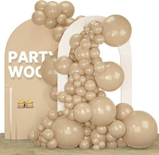 PartyWoo Cream Balloons - 140 Pcs in Beige, Ivory & Nude | Perfect for Graduation, Birthdays & Baby Showers