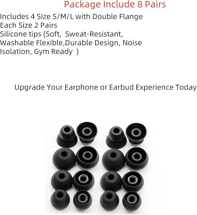 Aginkgo Replacement Ear Tips for Beats Urbeats2.0 Tour2.0 ibeats Beats x, Beats Flex Secure Fit for Powerbeats Pro Silicone Earbuds Washable Sweat-Resistant Noise Isolation 8 Pairs (Black)
