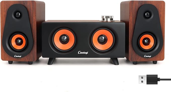 cinnkeyi 2.1 Computer Speakers with Subwoofer, Stereo Mid-High Dual Speakers, Bluetooth/USB Dual Mode PC Speakers, Volume Knob Control, Desktop Sound System for Laptop/PC/Tablet (C5212-US)