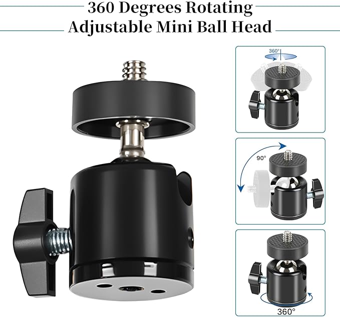 Trail Camera Mount, 4 Pcs Trail Camera Holder with 1/4 in Screw,Hunting Accessories,360° Adjustable Tree Screw Mounting Bracket for Game Cameras, Solar Panels, etc, Easy to Install & Heavy duty