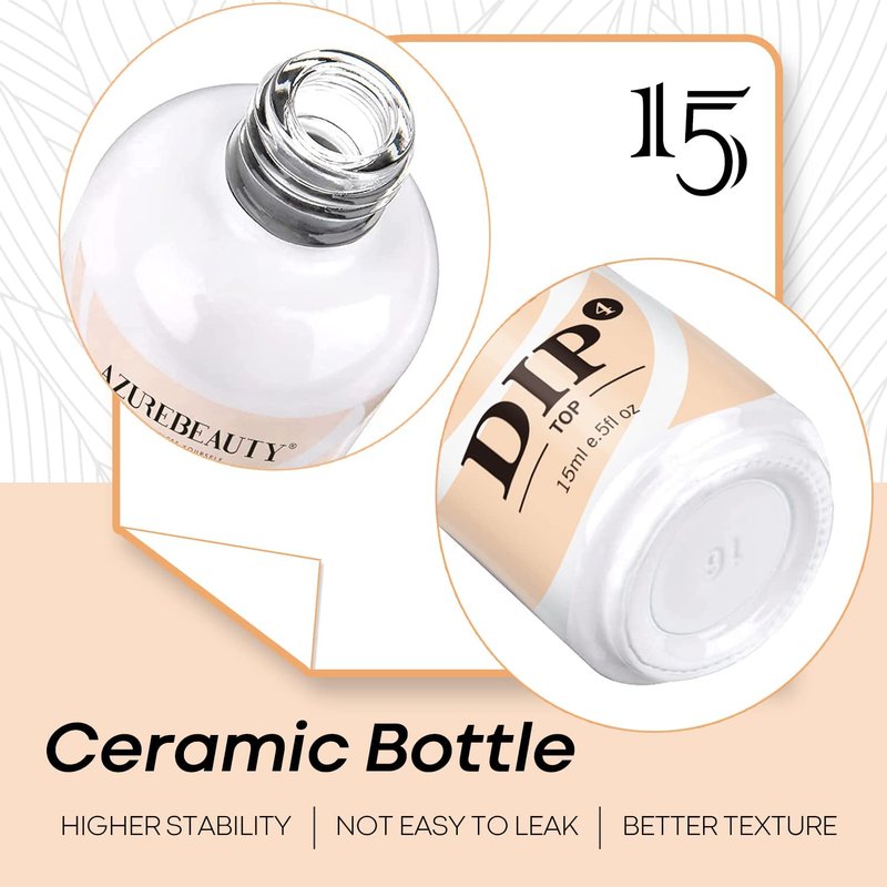 Clear Dip Powder for Nails - Essential Dipping Build Powder + 4 Dip Powder Liquids Set | 15ml/0.5oz