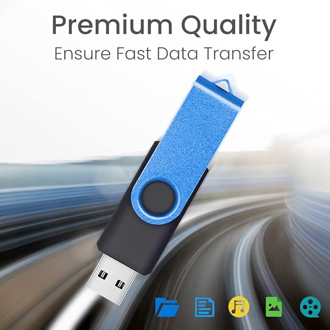 ABLAZE 2GB Flash Drive 20 Pack, USB 2.0 Memory Stick with Lanyards Swivel Thumb Drives Bulk Pendrive U Disk for Data Storage (Blue)