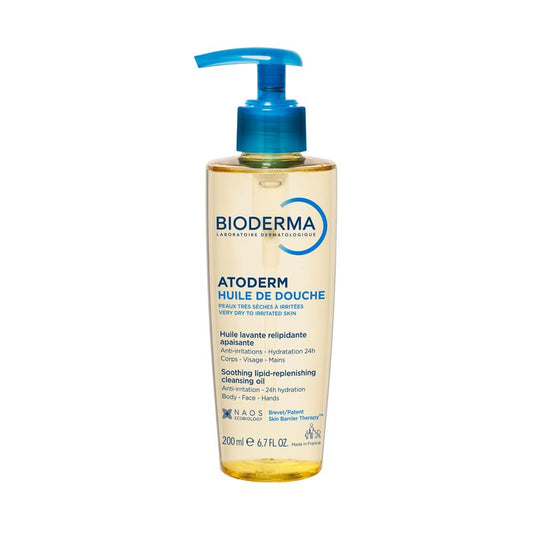 Bioderma - Atoderm - Cleansing Oil For Very Dry Sensitive Skin - Face and Body - Soothes Discomfort - 6.7 Fl Oz (Pack of 1)
