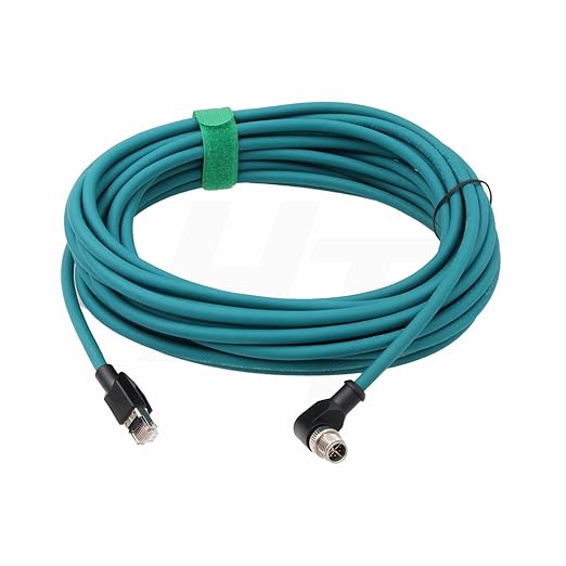 HangTon M12 GigE Ethernet 8 Pin X-Code RJ45 Cable CAT7e for Cognex Basler Baumer Sick Keyence Datalogic Microscan Vision Camera Sensor Reader, Right Angle 90-Degree (20m)