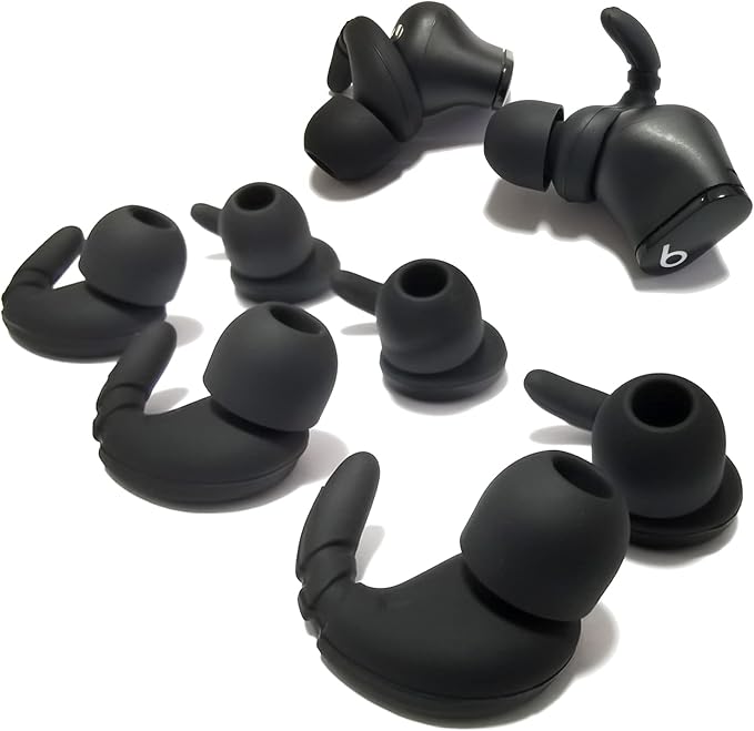 Anti-Slip Ear Hooks & Tips for Beats Studio Buds – Secure Fit, Noise Isolating Replacement Earbuds Tips, 3 Pairs