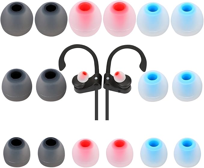 TSZYYM Earbud Tips Soft Anti Slip Washable Reusable Silicone Fit Most In-Ear Earbuds (Inner Hole 3.8mm-5.1mm) 18pcs S M L